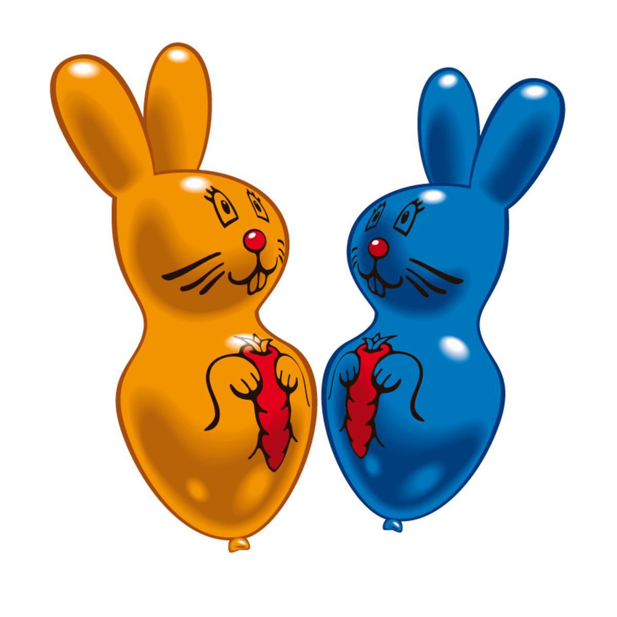 Lot de 2 ballons maxi lapins - Latex - 60 cm - Multicolore