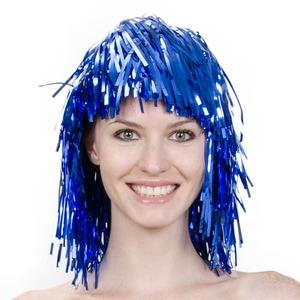 Perruque scintillantes mi-longue -Bleu