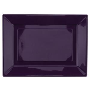 Lot de 2 plateaux en plastique - 28 x 38 cm - Violet prune