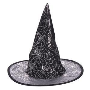 Chapeau de sorcière araignée en polyester taffetas - 32 x 36 cm - Différents coloris