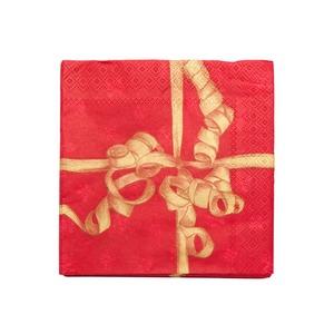 Lot de 20 serviettes imprimées en papier - 33 x 33 cm - Modèle cadeau rouge