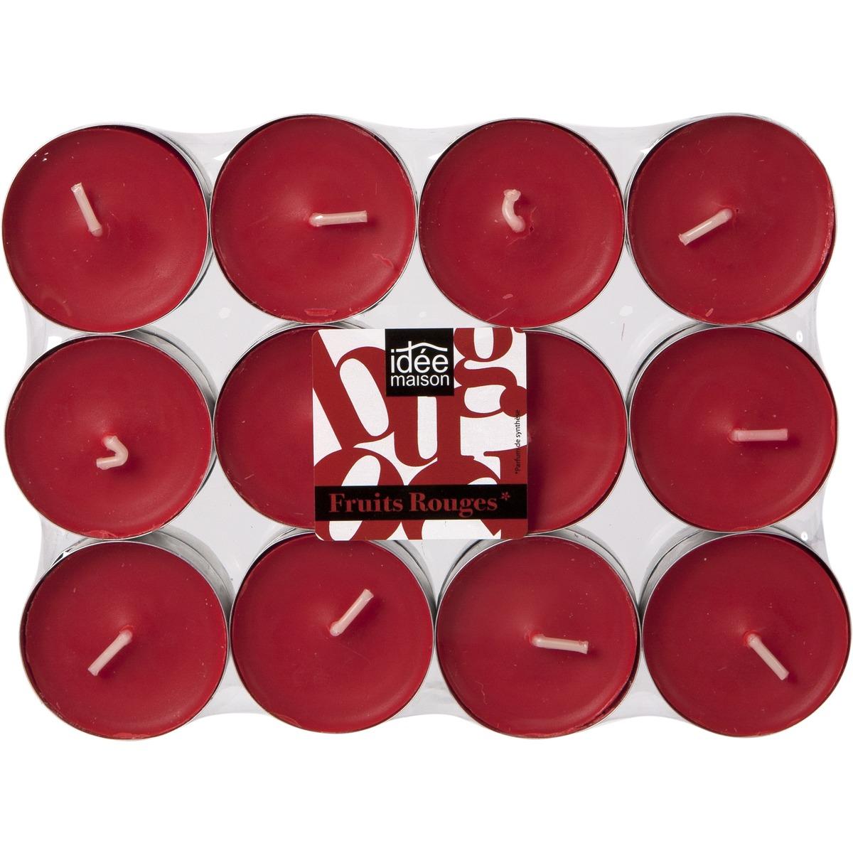 Lot de 24 bougies chauffe-plat parfumées - 3,7 x 1,5 cm - Rouge