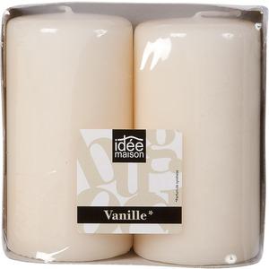 Lot de 2 bougies parfumées - 5 x 9,5 cm - Blanc ivoire