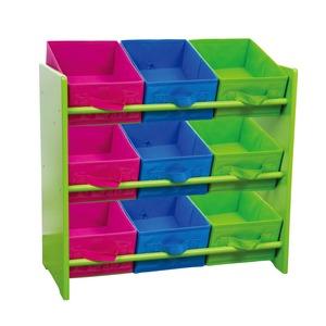 Meuble de rangement enfant 9 casiers - 66 x 30 x 60 cm - Vert, rose, bleu
