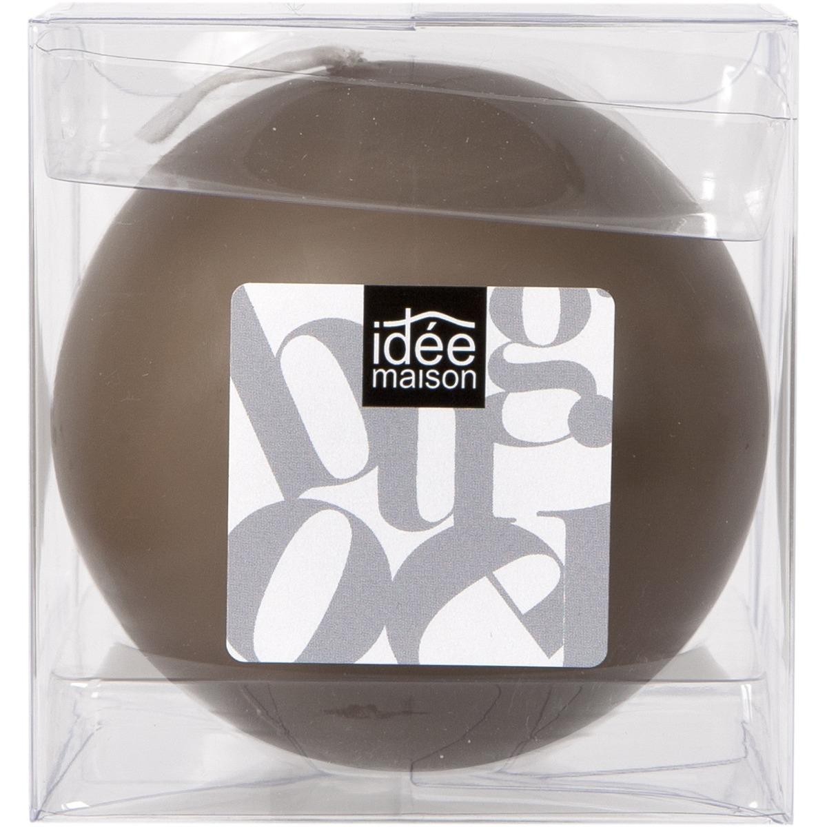 Bougie boule grand format - 8 cm - Marron taupe