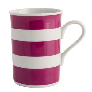 Mug en porcelaine à rayure - tasse avec anse - 32 cl - 11 x 10,3 cm - Rose