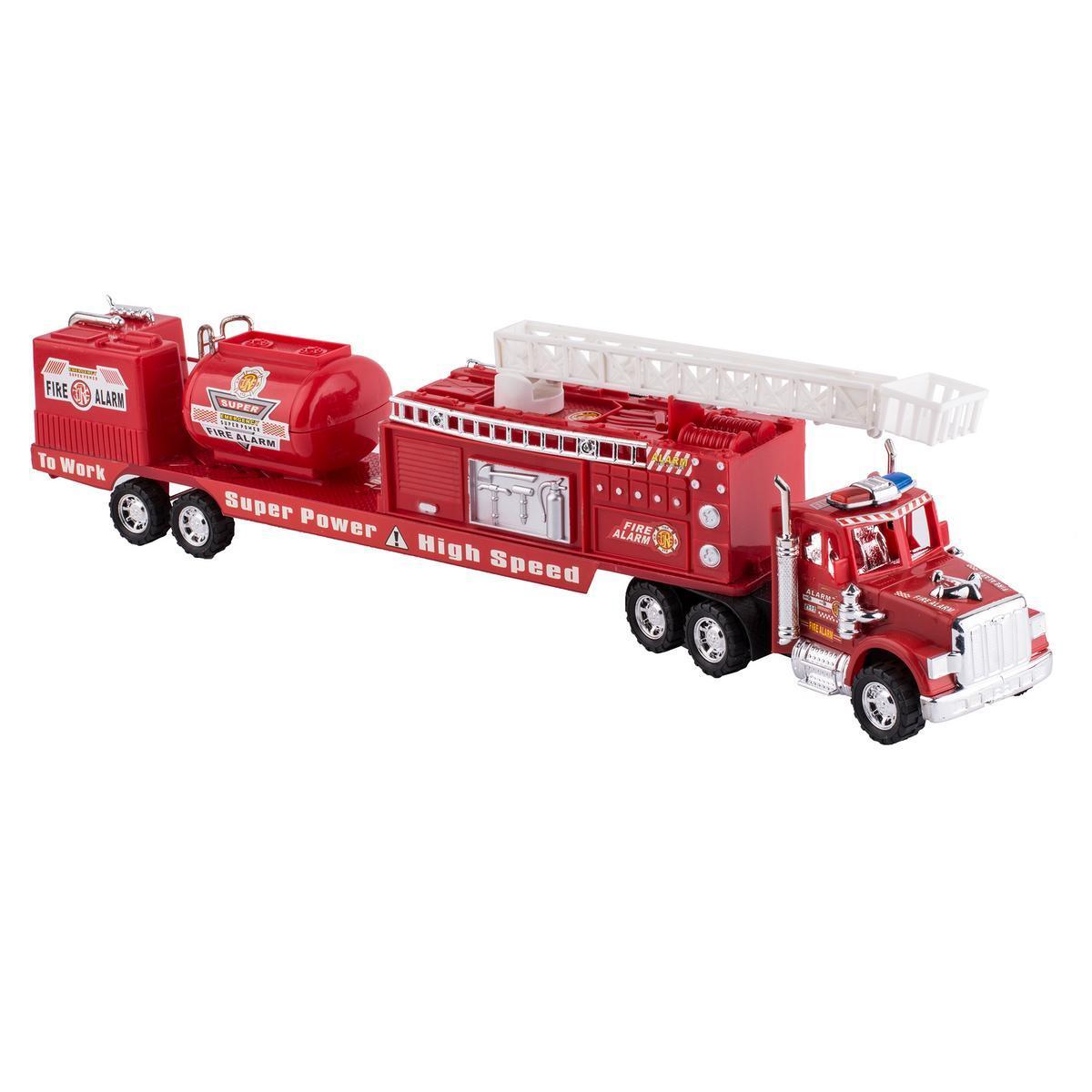 Camion de pompier à friction - Plastique - L 58 cm - Rouge
