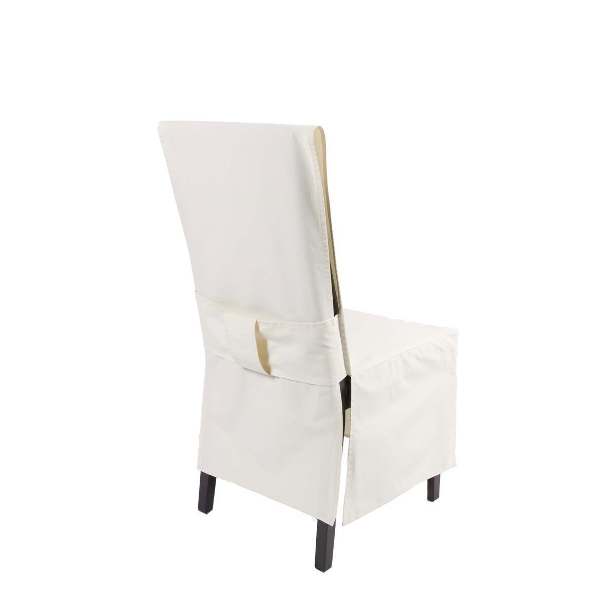 Housse de chaise dos droit - Polyester - 45 x 45 x H 100 cm - Beige écru