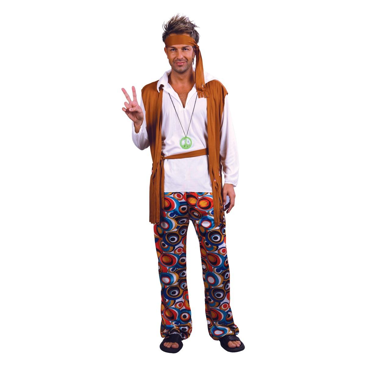 Déguisement homme hippie - Taille unique - Multicolore