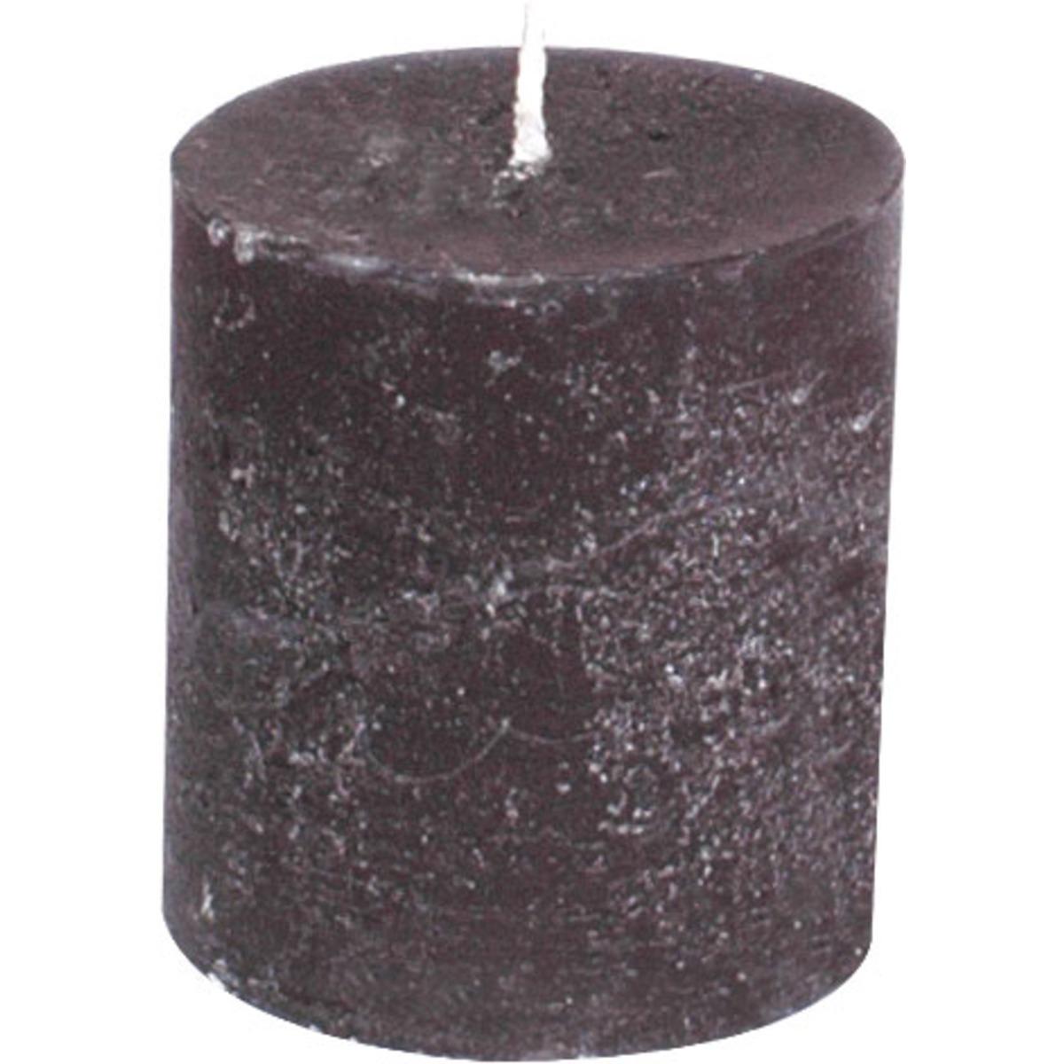 Bougie cylindrique rustique - 6 x 6 cm - Noir
