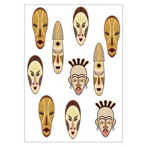 Sticker coloré Afrique - 50 x 70 cm - Modèle Masque Africain