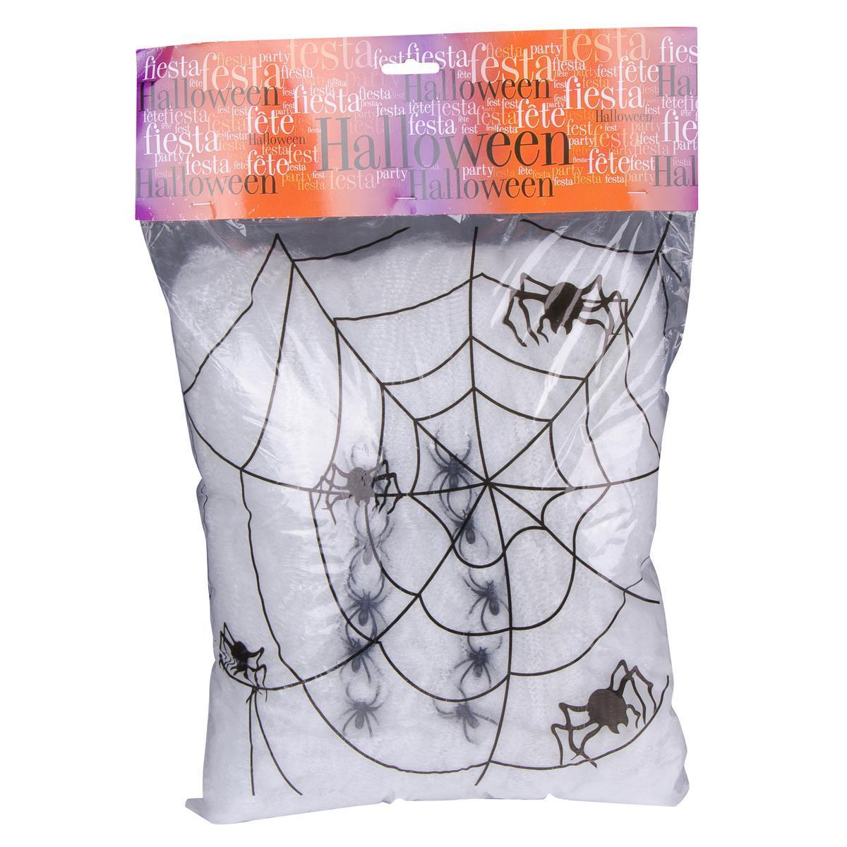 Toile d'araignée avec 10 araignées - 100 % Polyester et plastique - 31 x 40 x 10 cm - Noir et blanc