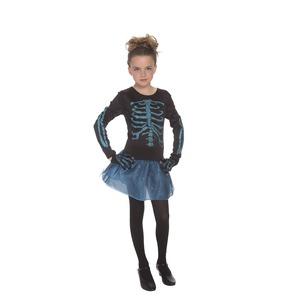 Déguisement de squelette pour fille - Taille 4 à 6 ans - Bleu