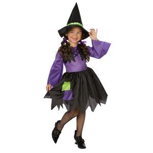 Déguisement de sorcière recousue pour fille - Taille 7 à 9 ans - Noir, violet, vert