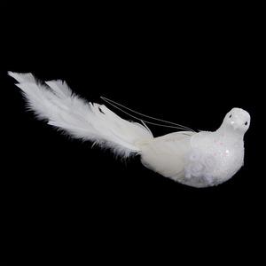 Pince colombe en plume - Longueur 32 cm - Blanc