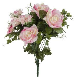 Piquet de 18 roses et gerbera - Hauteur 53 cm - Beige crème