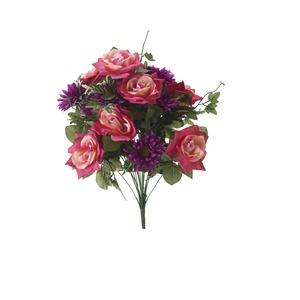 Piquet de 18 roses et gerbera - Hauteur 53 cm - Violet lavande