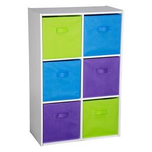 Meuble de rangement 6 tiroirs - 58,5 x 29,5 x 90 cm - Blanc, violet, vert, bleu