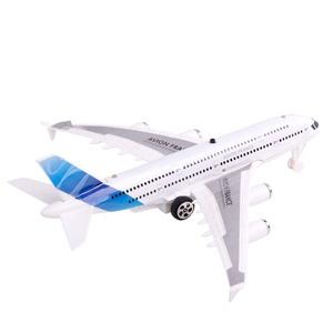 Avion à friction son et lumière - Longueur 20 cm - Blanc et bleu