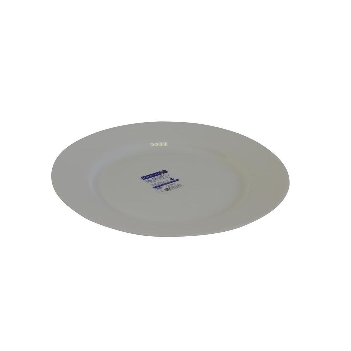 Assiette plate Luminarc en verre opale - Diamètre 26,5 cm  - Blanc