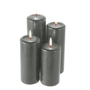 Lot de 4 bougies - Hauteur de 12 - 18 cm - Gris