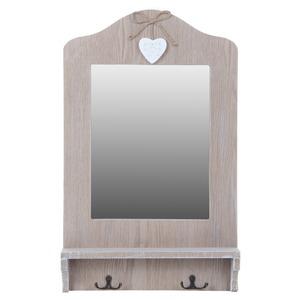 Miroir étagère avec 2 crochets - 37 x H 54 cm - Marron