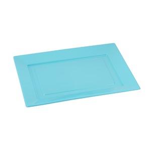 Lot de 4 plateaux en plastique - 16,5 x 31,5 cm - Bleu turquoise
