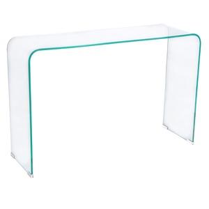 Console design à angles arrondis en verre - 110 x 40 x H 80 cm - Transparent