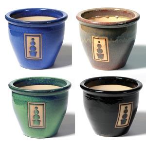 Pot décor buis en terre cuite émaillée - Diamètre 20 x H 17 cm - Différents coloris