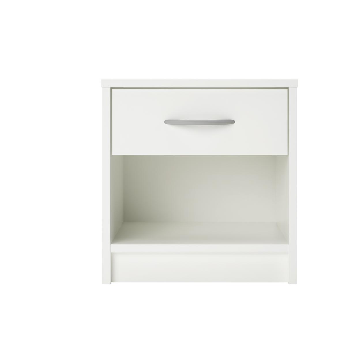 Table de chevet 1 tiroir - Panneaux de particules - 36,6 x 29,5 x H 38 cm - Blanc