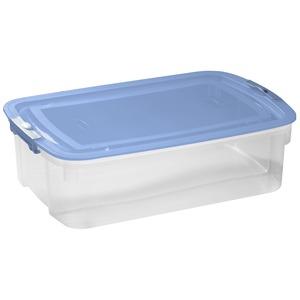 Box de rangement 30 litres dessous de lit Allibert en plastique avec roulettes - Bleu, transparent