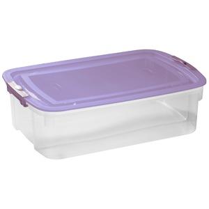 Box de rangement 30 litres dessous de lit Allibert en plastique avec roulettes - violet, transparent