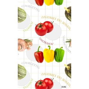 Nappe cirée modèle légumes du soleil - Vendue au mètre - Blanc, rouge, vert