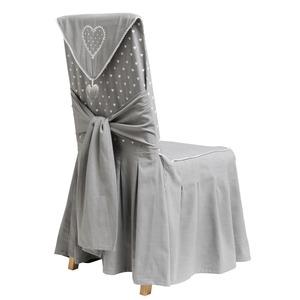 Housse de chaise brodée cœur - Assise 45 x 60 cm - Gris