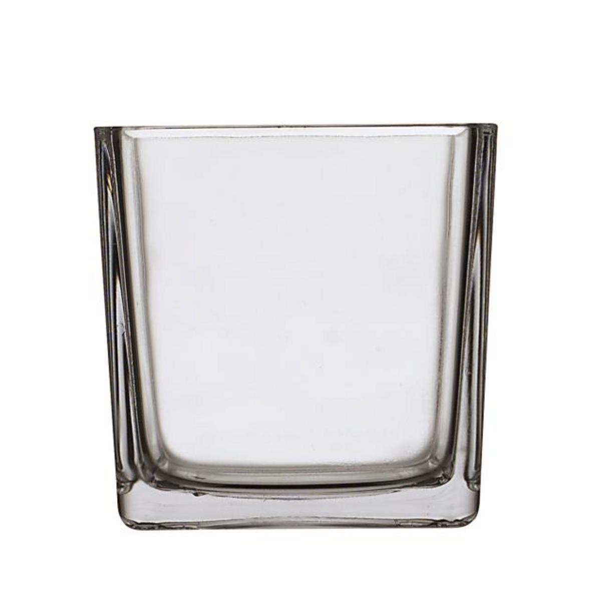 Vase carré - 14 x 14 x H 14 cm - Transparent
