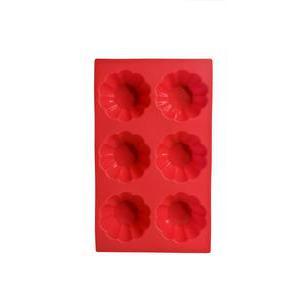 Plaque pour 6 briochettes en silicone - L 28.6 x H 3.8 x l 17.2 cm - Différents coloris - Rouge ou gris