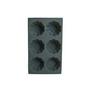 Plaque pour 6 briochettes en silicone - L 28.6 x H 3.8 x l 17.2 cm - Différents coloris - Rouge ou gris