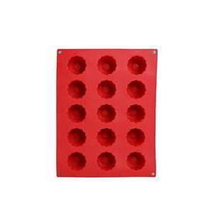 Maxi plaque pour 15 cannelés en silicone - L 31.7 x H 5.3 x l 24.7 cm - Différents coloris - Rouge ou gris