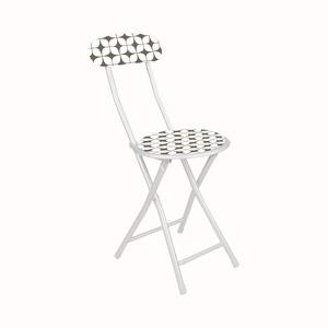 Chaise pliante style rétro - 30 x 44 x H 74 cm - Blanc, beige