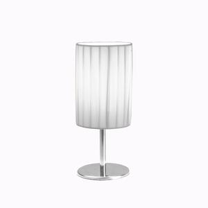 Lampe à poser avec abat-jour plissé cylindre - 10 x 10 x H 25 cm - Blanc, Gris