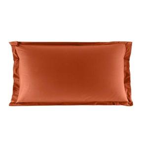 Taie d'oreiller volant plat 100% coton 57 fils 50 x 70 cm - orange terracotta