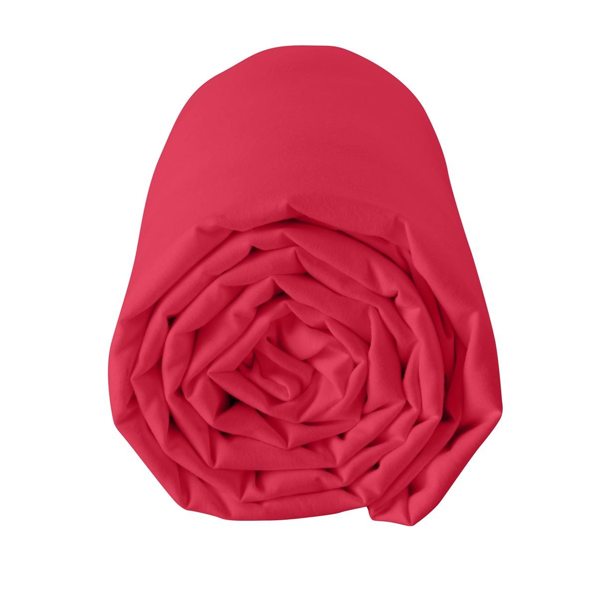 Drap housse 100% coton 57 fils 160 x 200 cm - bonnet 25 cm - rouge