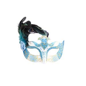 Masque loup décoratif princesse à plumes - 15,5 x 13 cm - Différents coloris