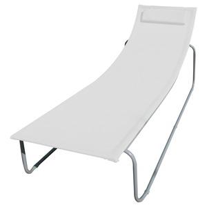 Chaise longue Suntan + coussin - 180 x 62 x H 69 cm - blanc