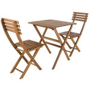 Table + 2 chaises Hippy en Acacia - 62 x 62 x H 74 cm - marron