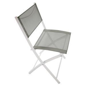 Chaise pliante Amelia - Acier et Textilène - 51 x 46 x H 81 cm - Blanc et taupe