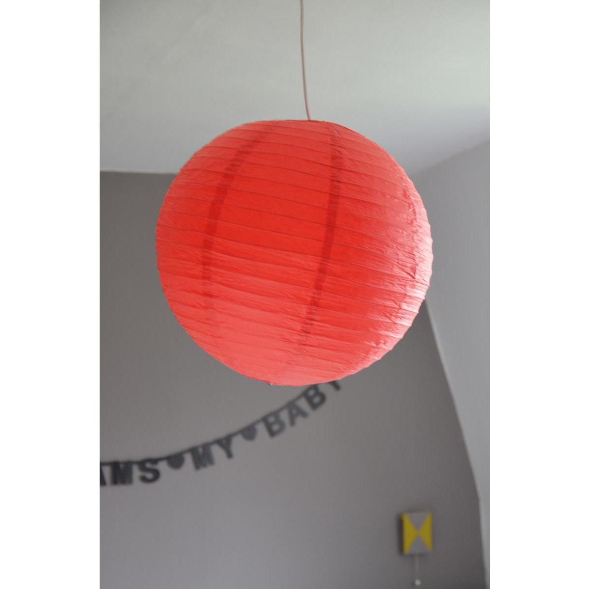 Boule japonaise luminaire - Papier - Diamètre 60 cm - Rouge