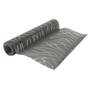 Chemin de table en rouleau motif vagues argentées - 0,30 x 5 m - Gris, Gris argenté