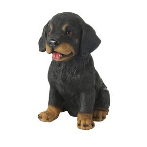Figurine chiot Rottweiler - 24,5 x 17,5 x 29 cm - Noir, Marron