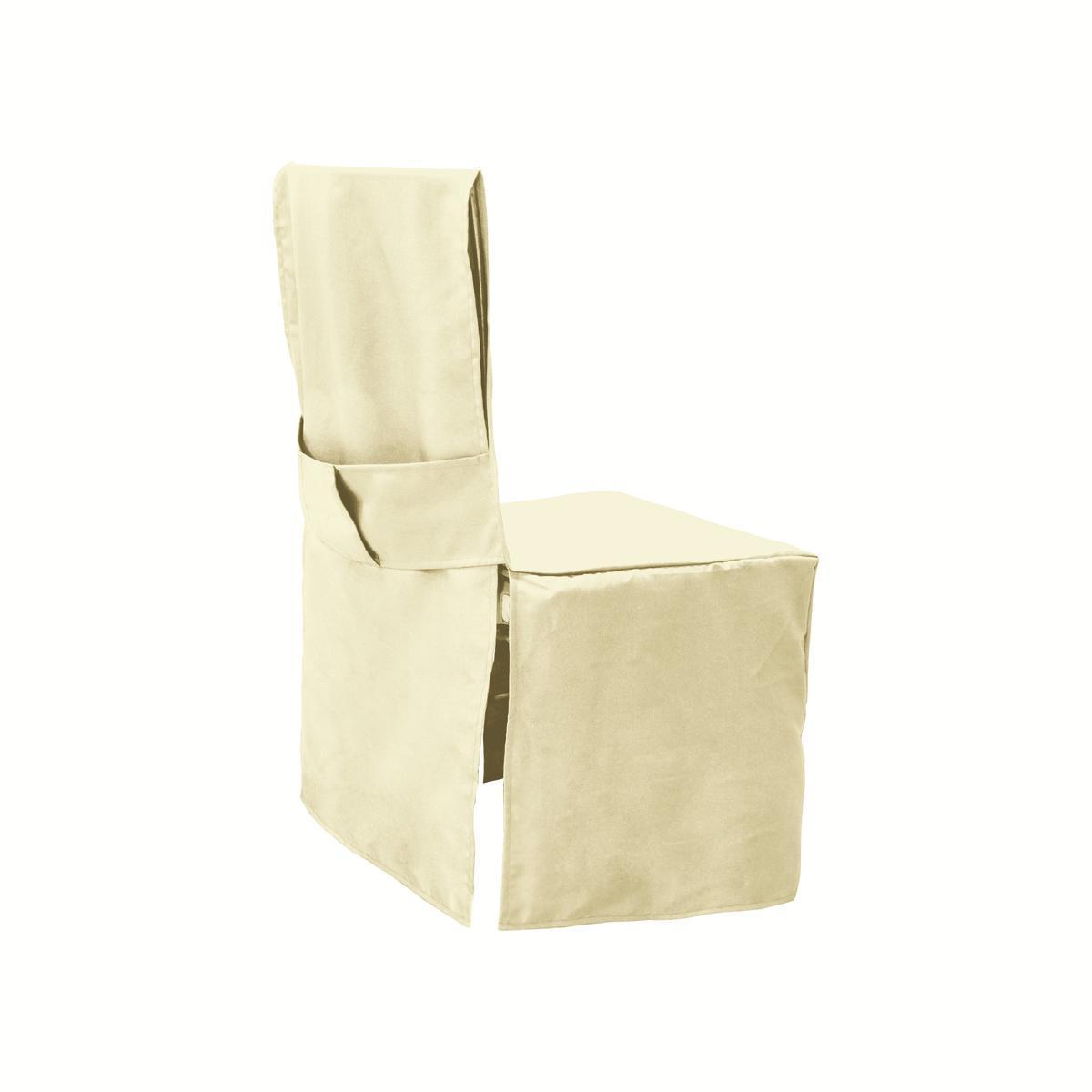 Housse de chaise dos droit - Polyester - 45 x 45 x H 100 cm - Beige, taupe